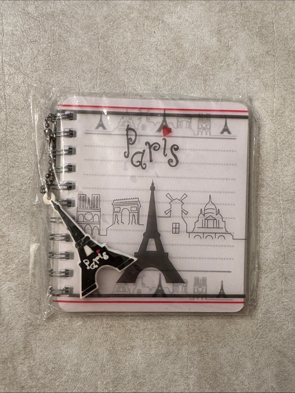 Paris Spiral Notebook with Eiffel Tower Charm - Picture 6 of 7